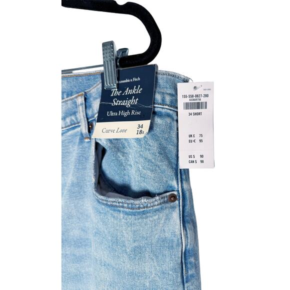 Abercrombie Fitch Womens Curve Love Ultra High Rise Ankle Straight Jean NWT Plus - Picture 8 of 14